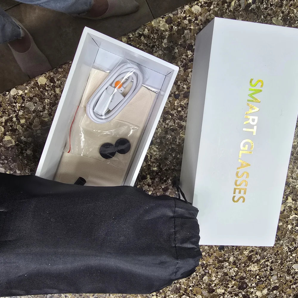 Smart Glasses AR Sunglasses - White Frame with Orange Lenses